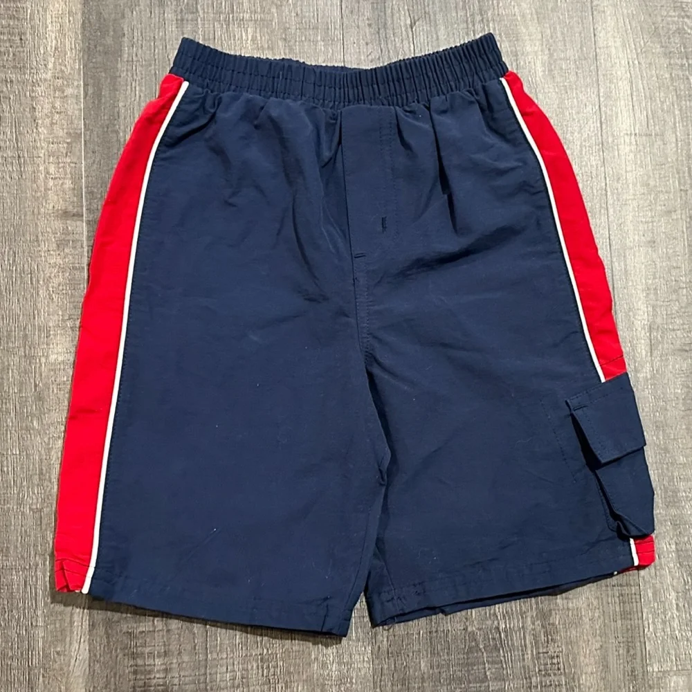 💞 New Toddler Boys Size 5T Navy Blue & Red Athletic Shorts